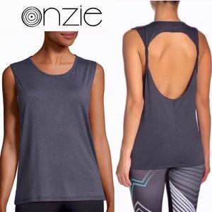 Onzie Hot Yoga Twist Back Tank in Slate Grey